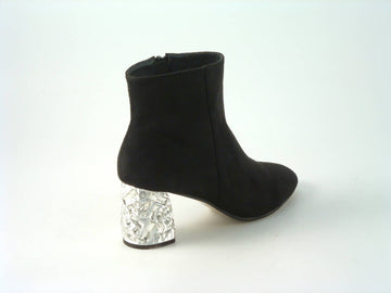 Glitz Shoes Sabatiné Glitter Heel Suede Ankle Boot Glitz Shoes